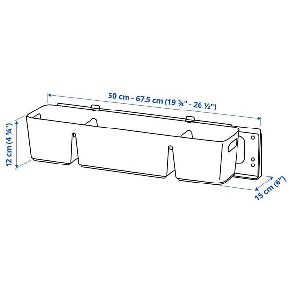 UPPDATERA صندوق مع زلاقة, فحمي, 50x15x12 سم