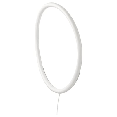 VARMBLIXT مصباح حائط LED, أبيض معدن/حلقة