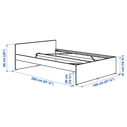 VIHALS هيكل سرير, أبيض, 140x200 سم