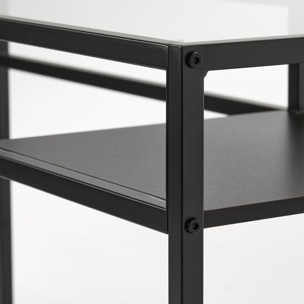VITTSJÖ طاولة كمبيوتر محمول, أسود-بني/زجاج, 100x36 سم