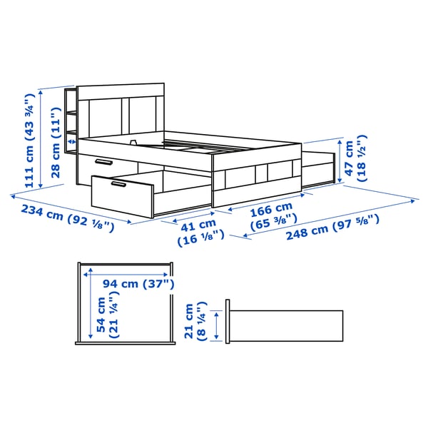 Illustration with measurements for the product: BRIMNES.