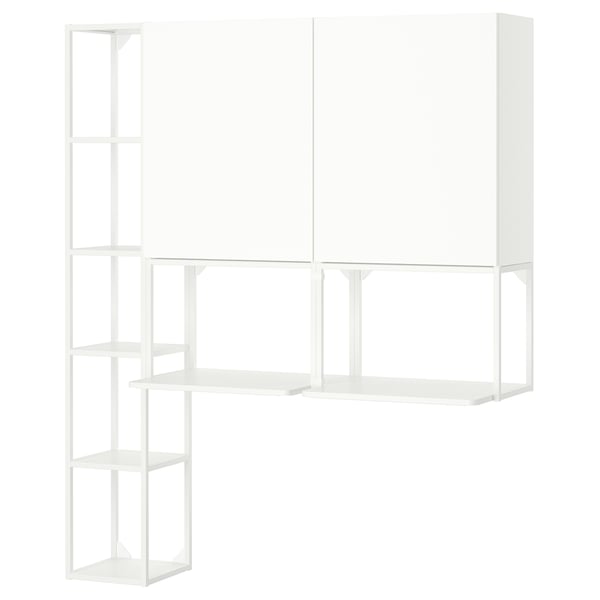 A white ENHET storage unit with shelves and cabinets.