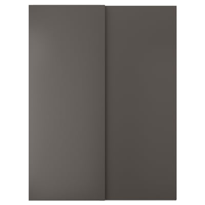 HASVIK dark grey sliding door with smooth finish and integrated rails.