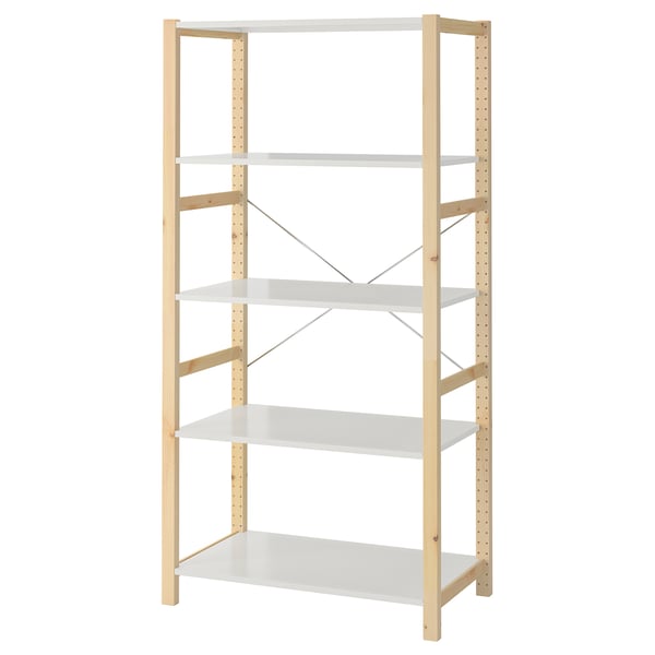IVAR storage shelf - tall, pine wood, adjustable shelves, minimalist design