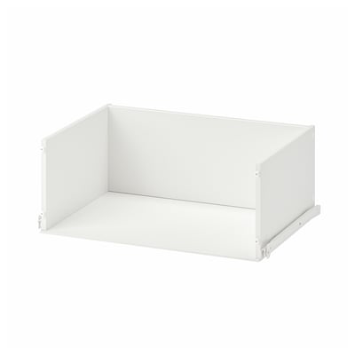 KONSTRUERA white drawer, minimalist design. Acrylic paint and particleboard. Rectangular shape.