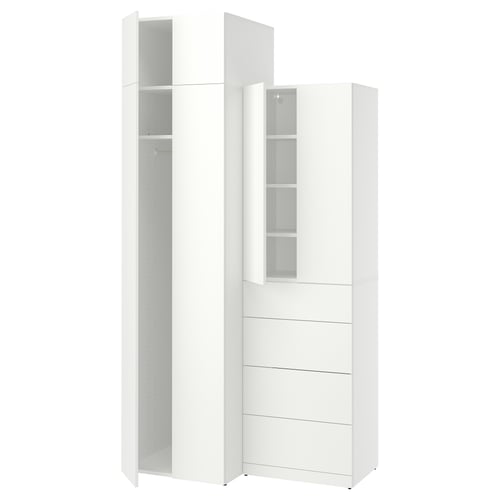 LASTARE Wardrobe combination, white/with height extension unit, 120x62x237 cm