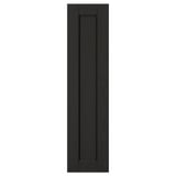 A LERHYTTAN kitchen cabinet door in black. It has a solid wood frame with bevelled edges and a veneer panel, offering a traditional look.