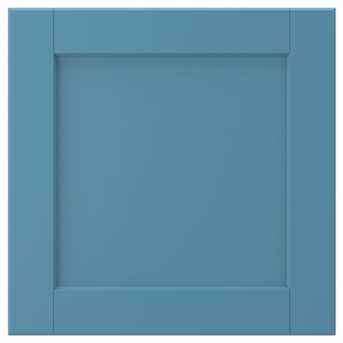 LERHYTTAN blue cabinet door, square design, birch veneer, traditional style.