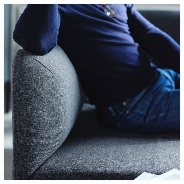 LILLEHEM 4-seat modular sofa with side table, Gunnared dark grey/metal