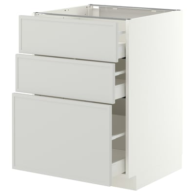 METOD / MAXIMERA Base cabinet with 3 drawers, white/Aspudden light grey, 60x60 cm
