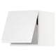 White modern kitchen cabinet with handle-less design, sleek and glossy finish.