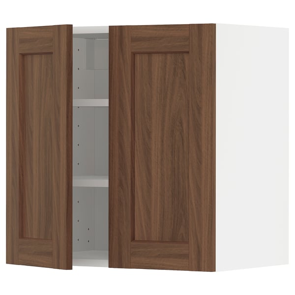 METOD kitchen cabinet: walnut wood, two doors, rectangular, wall-mounted, classic design.
