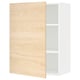 A white ikea METOD kitchen wall cabinet with a light ash wooden door, featuring a minimalist design and adjustable shelf inside.
