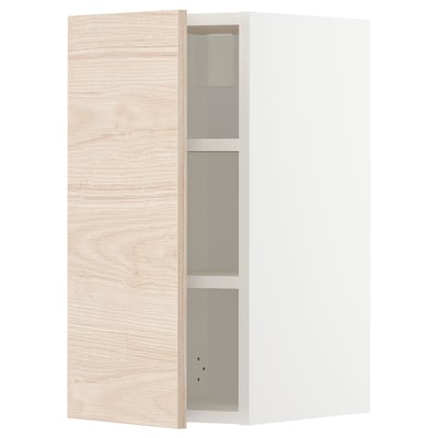 METOD kitchen cabinet, light ash, modern, wooden design, open shelves.