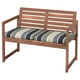 NÄMMARÖ wooden bench with striped green cushion, outdoor patio furniture.