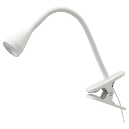 NÄVLINGE led clip lamp with flexible neck, clamps securely, minimal design.