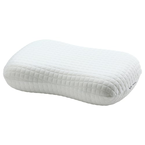 NORDSTÅLÖRT pillow, white, rectangular, ergonomic, quilted, memory foam, recycled polyester.