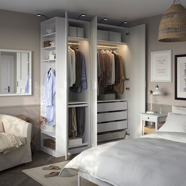 PAX / GRIMO Wardrobe combination, white white/white, 170x60x236 cm