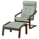 POÄNG Armchair and footstool, walnut effect/Gunnared light green