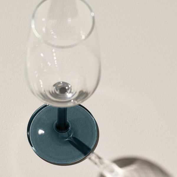 RÖDRÄKA Glass, blue-grey/clear glass, 25 cl