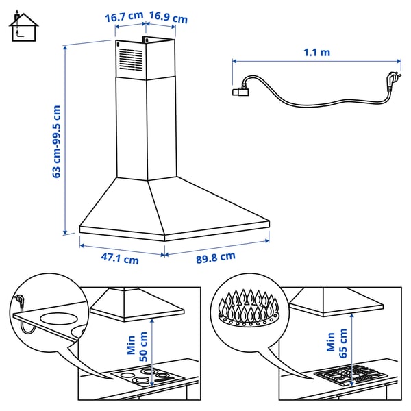 Illustration with measurements for the product: RYTMISK.