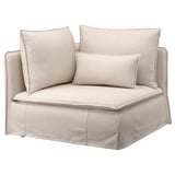 Cream l-shaped SÖDERHAMN sectional sofa, modern, clean lines, removable fabric cover.