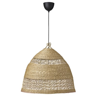 TORARED / HAVSDJUP Pendant lamp, handmade sedge/black, 55 cm