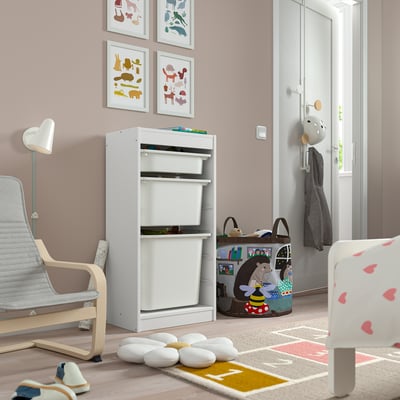 TROFAST Storage combination with boxes, white/white, 46x30x94 cm