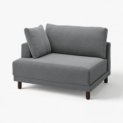 Modern grey l-shaped sofa with wooden legs, designed for comfort and style with UPPÅKRA branding.
