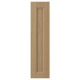 VEDHAMN oak wooden cabinet door, natural tone, rectangular shape, solid oak frame, veneer panels, warm, detailed joints.
