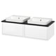 ÄNGSJÖN double white bathroom sink cabinet, glossy finish, with two square basins, wall-mounted.