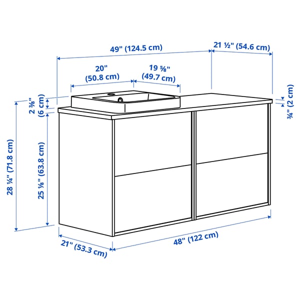 Illustration with measurements for the product: ÄNGSJÖN.
