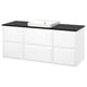 ÄNGSJÖN / BACKSJÖN Vanity, high gloss white/black marble effect, 61x21 1/2x28 1/4 "