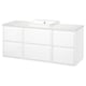 ÄNGSJÖN / BACKSJÖN Vanity, high gloss white/white marble effect, 61x21 1/2x28 1/4 "