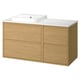 ÄNGSJÖN / BACKSJÖN Vanity, oak effect/white marble effect, 49x21 1/2x28 1/4 "