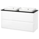 ÄNGSJÖN / BACKSJÖN Vanity with drawers, high gloss white/black marble effect, 49x21 1/2x28 1/4 "