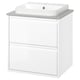 ÄNGSJÖN / BACKSJÖN Vanity with drawers, high gloss white/gray stone effect, 25x21 1/2x28 1/4 "