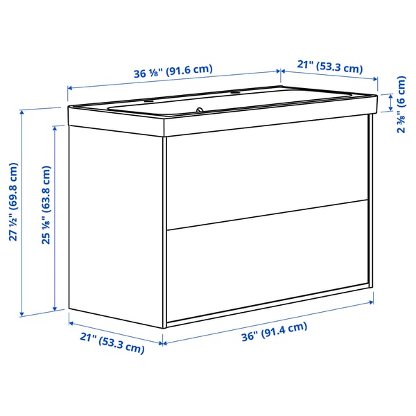 Illustration with measurements for the product: ÄNGSJÖN.