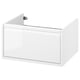 ÄNGSJÖN white wash-stand with drawer, modern minimalist design, glossy finish, integrated handles.