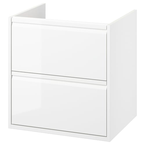 ÄNGSJÖN white bathroom cabinet, minimalist design, two drawers, wall-mountable.