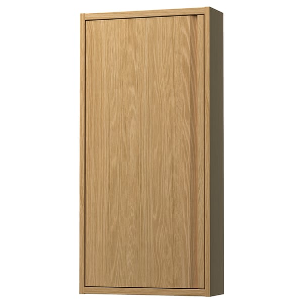 ÄNGSJÖN oak effect wall cabinet: minimalist, integrated handles, oak finish, rectangular, wall-mounted, natural wooden look.