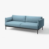 ÄPPLARYD blue sofa: modern, comfy design with thin metal legs and plush upholstery.