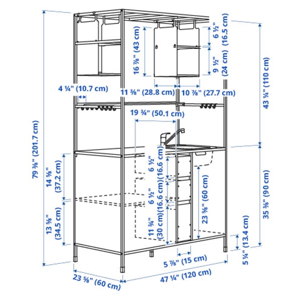 Illustration with measurements for the product: ÄSPINGE.