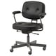 Ergonomic office chair ALEFJÄLL: black leather, adjustable, padded armrests, tilt mechanism, five-star base. Ideal for long work hours.