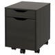 Black ALEX rolling file cabinet, rectangular shape with two drawers, on casters.