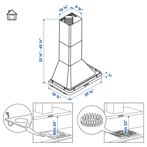 Illustration with measurements for the product: ALLMÄNBILDAD.