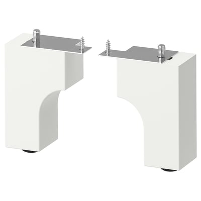 ALMAÅN white wooden legs, stainless steel plates, adjustable.