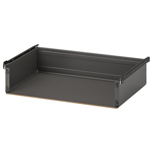 A dark grey AURDAL drawer with a metal frame and plastic base, designed for storage.