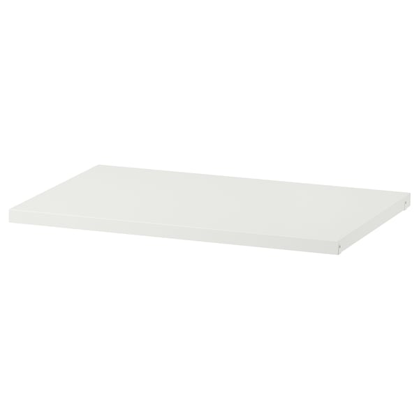 AURDAL white shelf, rectangular, flat top, made of recycled paper and plastic edges.