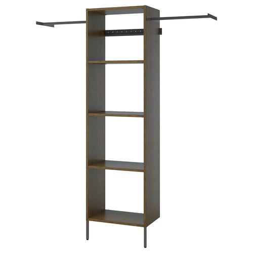 AURDAL Wardrobe combination, brown stained oak veneer/dark gray, 68 1/2-94 1/2x15 3/4x87 "